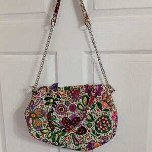 Vera Bradley Red and Pink Shoulder Bag with Floral Design